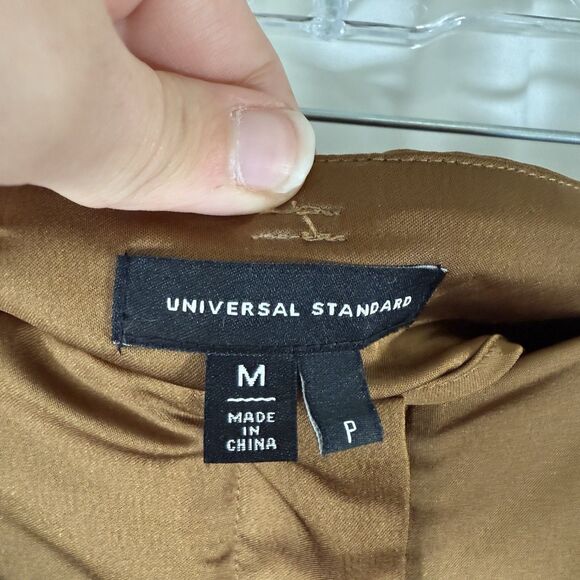 Universal Standard Pants Women's Medium Petite Satin Brown Wide Leg Tie Waist - Picture 4 of 11